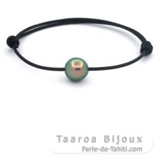 Pulsera de Cuero y 1 Perla de Tahiti Semi-Barroca C 10.5 mm