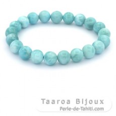 Pulsera de 21 perlas de Larimar - 8.5 a 8.8 mm - 15.5 cm - 19.5 gr