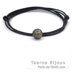 Collar de Cuero y 1 Perla de Tahiti Semi-Barroca B 12 mm