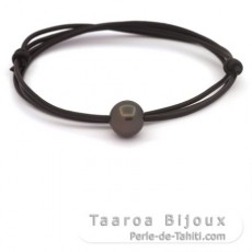 Collar de Cuero y 1 Perla de Tahiti Redonda C 11.6 mm