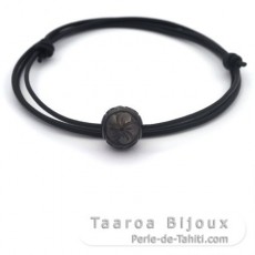 Collar de Cuero y 1 Perla de Tahiti Grabada 12.3 mm