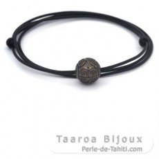 Collar de Cuero y 1 Perla de Tahiti Grabada 12.6 mm