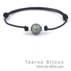 Pulsera de Cuero y 1 Perla de Tahiti Semi-Barroca B 10.3 mm