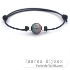 Pulsera de Cuero y 1 Perla de Tahiti Semi-Barroca B 11.3 mm