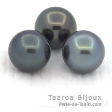 Lote de 3 Perlas de Tahiti Redondas C de 10 a 10.2 mm