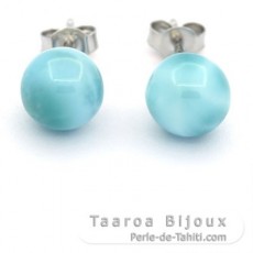 Aretes de Plata y 2 Larimars - 8.5 mm - 1.9 gr