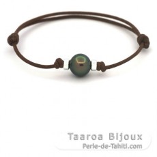 Pulsera de Algodn y 1 Perla de Tahiti Semi-Barroca B 10.2 mm