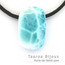 Collar de Cuero y 1 Larimar - 33 x 21 x 10 mm - 14.8 gr