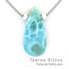 Collar de Plata y 1 Larimar - 36 x 17 x 8 mm - 8.6 gr