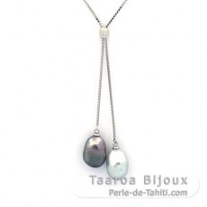 Collar de Plata y 2 Keishi de Tahiti