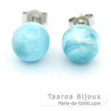 Aretes de Plata y 2 Larimars - 8.6 mm - 1.9 gr