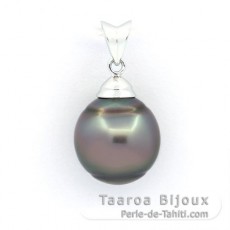 Colgante de Plata y 1 Perla de Tahiti Anillada B/C 11.5 mm