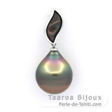 Colgante de Plata y 1 Perla de Tahiti Anillada B/C 13.3 mm