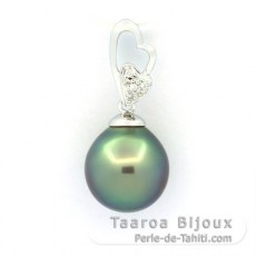 Colgante de Plata y 1 Perla de Tahiti Semi-Barroca C 11 mm