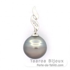 Colgante de Plata y 1 Perla de Tahiti Anillada C 11.9 mm