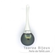 Colgante de Plata y 1 Perla de Tahiti Semi-Barroca B/C 10.3 mm