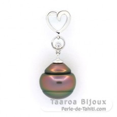 Colgante de Plata y 1 Perla de Tahiti Anillada B 11 mm