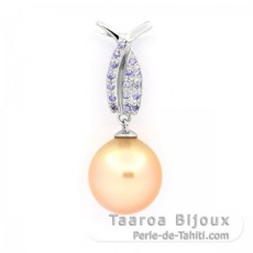 Colgante de Plata y 1 Perla de Australia Semi-Barroca B/C 11.7 mm