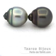 Lote de 2 Perlas de Tahiti Anilladas C 12.9 y 13.3 mm
