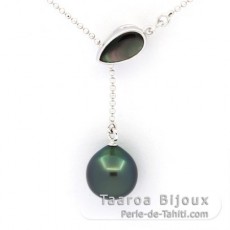 Collar de Plata y 1 Perla de Tahiti Semi-Barroca A 10 mm