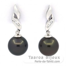 Aretes de Plata y 2 Perlas de Tahiti Redondas C 9.2 mm