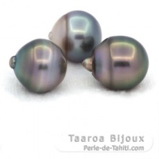 Lote de 3 Perlas de Tahiti Anilladas C de 12.1 a 12.4 mm