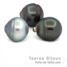 Lote de 3 Perlas de Tahiti Anilladas C de 12.5 a 12.9 mm