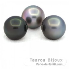 Lote de 3 Perlas de Tahiti Semi-Barrocas C de 12.4 a 12.6 mm