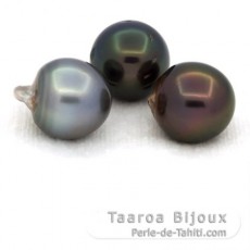 Lote de 3 Perlas de Tahiti Semi-Barrocas D de 12.7 a 12.9 mm