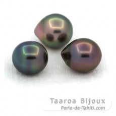 Lote de 3 Perlas de Tahiti Semi-Barrocas B de 9 a 9.4 mm