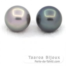 Lote de 2 Perlas de Tahiti Redondas C/D 13.5 mm