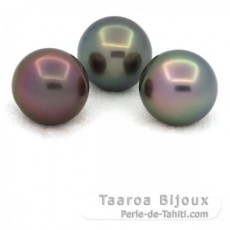 Lote de 3 Perlas de Tahiti Semi-Redondas C de 12.5 a 12.7 mm