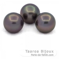 Lote de 3 Perlas de Tahiti Semi-Redondas C de 12.6 a 12.8 mm