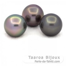 Lote de 3 Perlas de Tahiti Semi-Redondas C de 12.7 a 12.8 mm