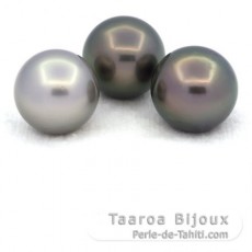 Lote de 3 Perlas de Tahiti Redondas C de 12.5 a 12.8 mm