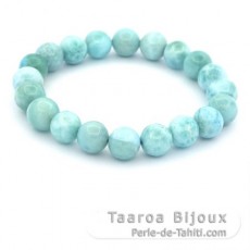 Pulsera de 20 perlas de Larimar 9 a 9.5 mm - 15 cm - 22.1 gr