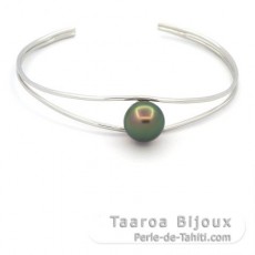 Pulsera de Plata y 1 Perla de Tahiti Semi-Barroca C 9.8 mm