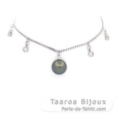 Pulsera de Plata y 1 Perla de Tahiti Redonda B 8.8 mm