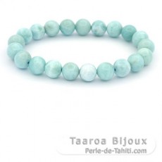 Pulsera de 21 perlas de Larimar - 8.5 a 8.8 mm - 16 cm - 19.5 gr