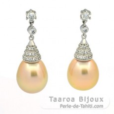 Aretes de Plata y 2 Perlas de Australia Semi-Barrocas C 10.6 mm