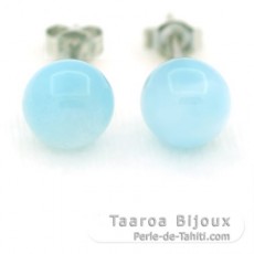 Aretes de Plata y 2 Larimars - 8.7 mm - 1.9 gr