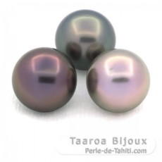 Lote de 3 Perlas de Tahiti Redondas C de 12 mm