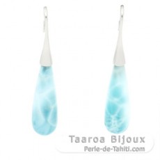 Aretes de Plata y 2 Larimars - 30 x 10 mm - 9 gr