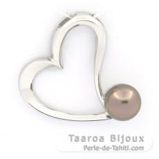 Colgante de Plata y 1 Perla de Tahiti Semi-Redonda C 8.8 mm