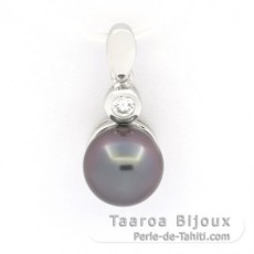 Colgante de Plata y 1 Perla de Tahiti Semi-Barroca B 8.6 mm