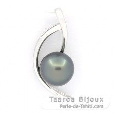 Colgante de Plata y 1 Perla de Tahiti Semi-Redonda C 8.6 mm