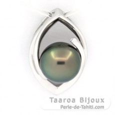 Colgante de Plata y 1 Perla de Tahiti Redonda C 9.4 mm