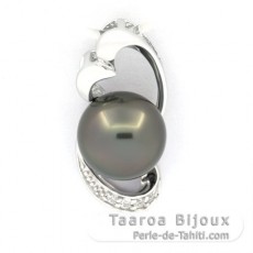 Colgante de Plata y 1 Perla de Tahiti Redonda C 9.3 mm