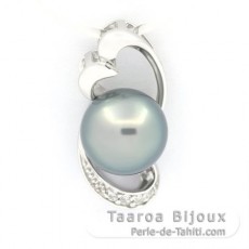 Colgante de Plata y 1 Perla de Tahiti Redonda C 9.4 mm