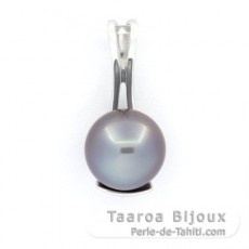 Colgante de Plata y 1 Perla de Tahiti Redonda C 9.8 mm